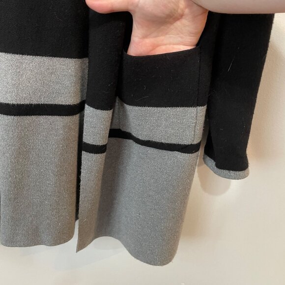 Liz Claiborne Studio Womens XXL Black & Gray Open Front Cardigan Sweater With Po - Picture 3 of 6